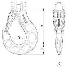 Clevis Sling Hook Tech Drawing