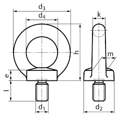 Eye Bolt DIN 580 Tech Drawing